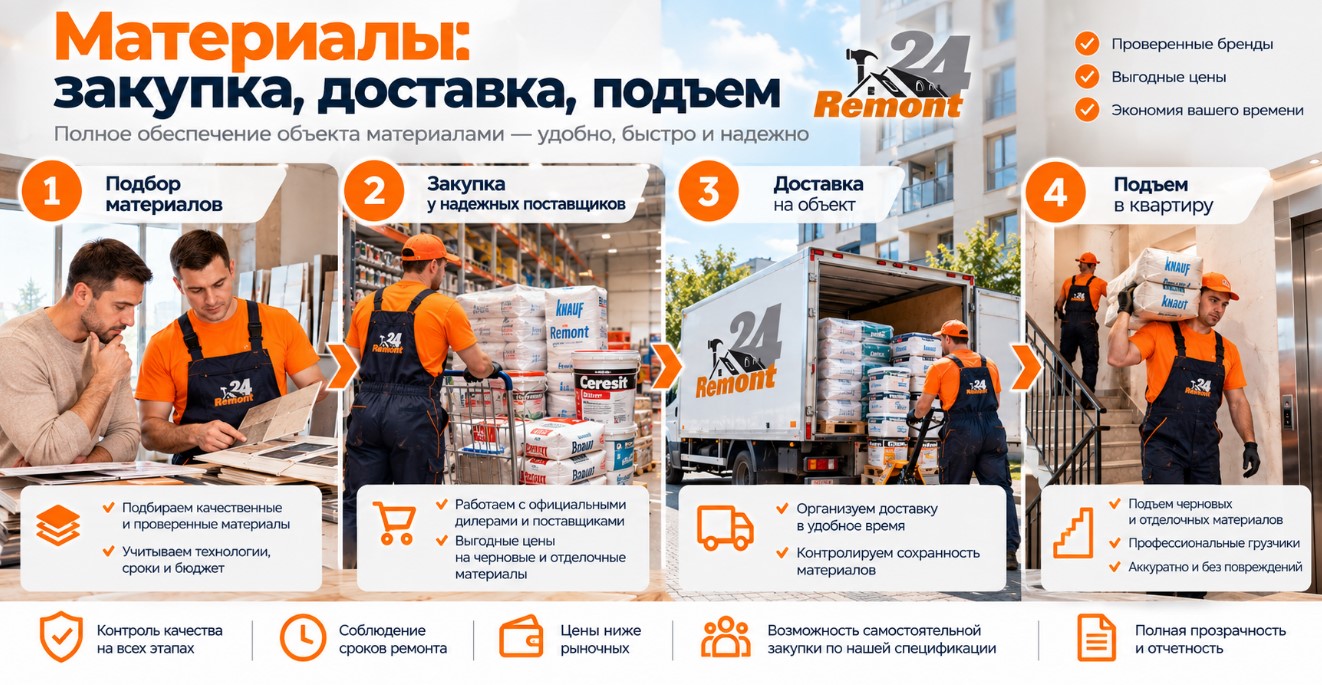 Materiale cumparare livrare ridicare Материалы для ремонта: закупка, доставка и подъем в квартиру